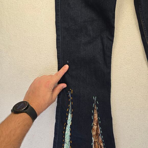 Custom Hollister Patchwork Flare Jeans Juniors 7R (28x32) Dark Y2K Patched - Picture 7 of 16